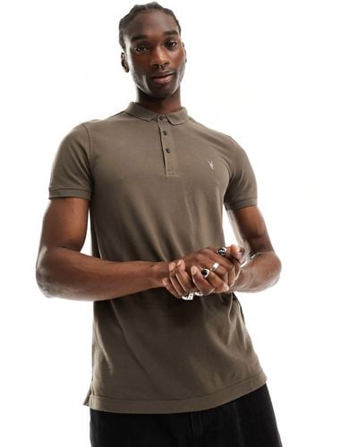 AllSaints Reform Short Sleeve Polo Top - Brown