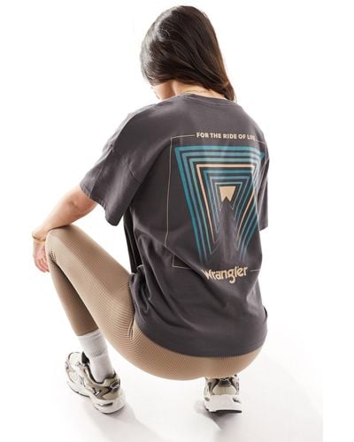 Wrangler Camiseta girlfriend negra con estampado en la espalda - Gris