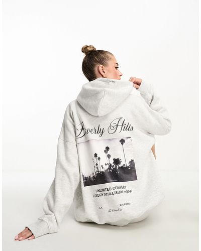 The Couture Club Hoodie Met 'beverly Hills'-print - Wit
