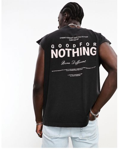 Good For Nothing Oversized Mouwloos T-shirt - Zwart