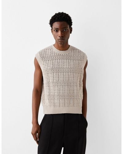 Bershka Collection Knitted Vest - White