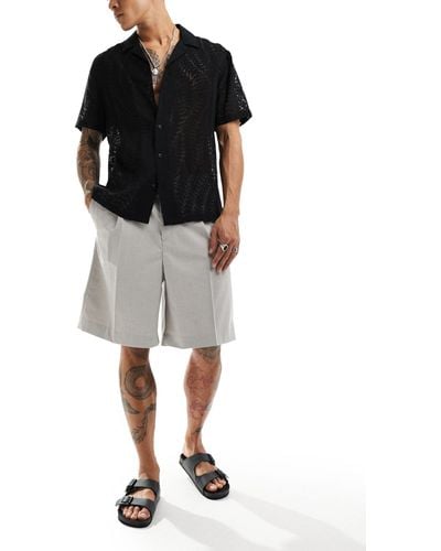 Weekday Uno Loose Fit Tailored Shorts - Black