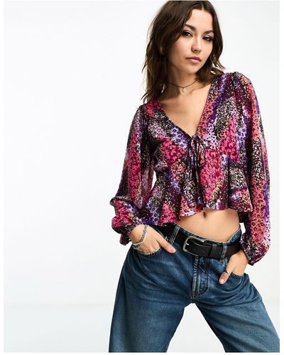 ONLY Tie Front Blouse - Multicolor