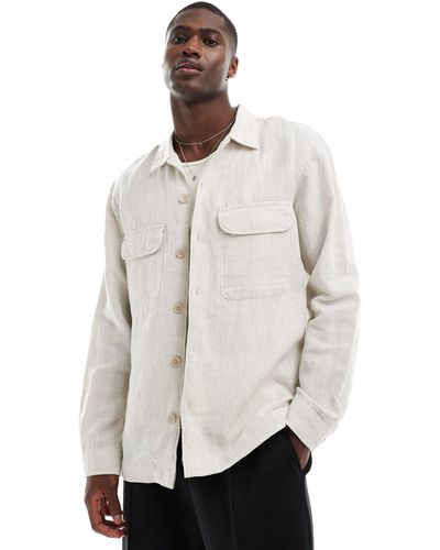 SELECTED Linen Mix Overshirt - White