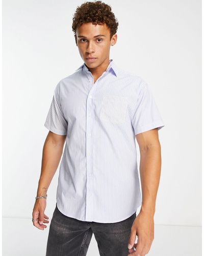 Jack & Jones Originals Stripe Mix Print Short Sleeve Shirt - White