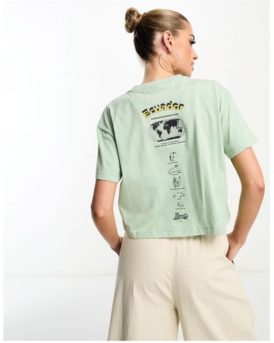 Napapijri Chira - Cropped T-shirt Met Print Op - Groen