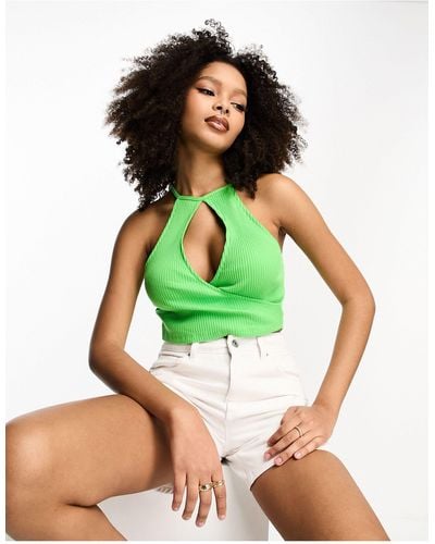 ASOS Halter Crossover Top - Green