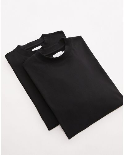 TOPMAN 2 Pack Oversized Fit T-shirt - Black