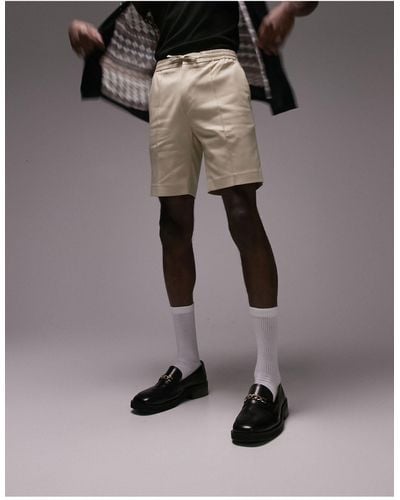 TOPMAN Slim Pintuck Shorts - Natural