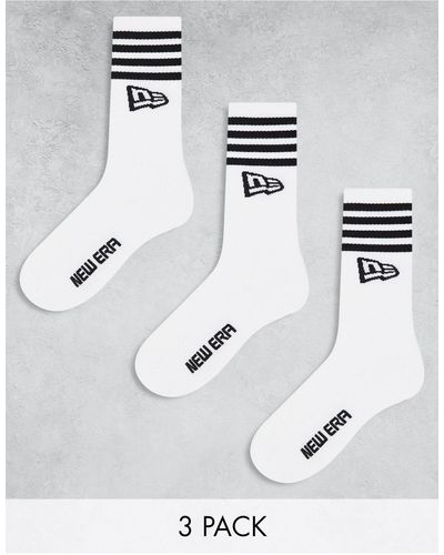 KTZ Confezione da 3 paia di calzini bianchi a righe - Bianco