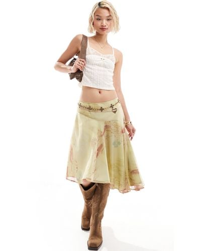 Reclaimed (vintage) Midi Skirt - Natural