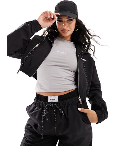 Sixth June Co-ord Nylon Cropped Hoodie - Black