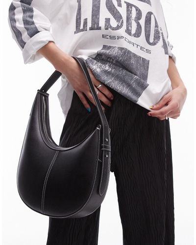 TOPSHOP Samina Asymmetric Scoop Shoulder Bag - Black