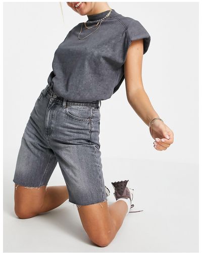 Dr. Denim Echo - Denim Shorts Met Rechte Pijpen En Superhoge Taille - Blauw