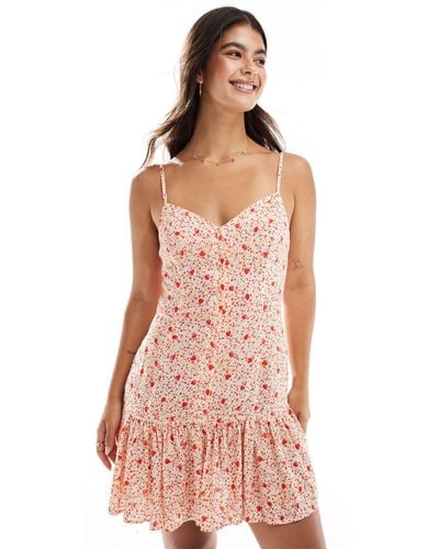 Miss Selfridge Strappy Button Through Mini Dress - Pink