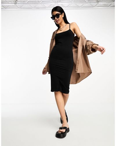 ASOS Seamless Strappy Cami Midi Dress - Black