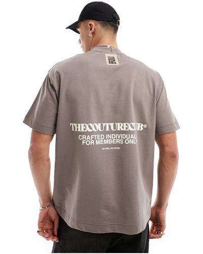 The Couture Club T-shirt épais avec imprimé au dos - marron - Gris