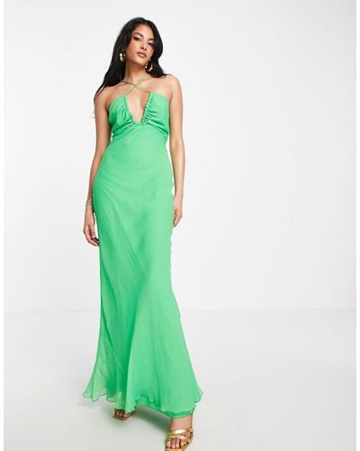 ASOS Strappy Cross Front Maxi Dress - Green