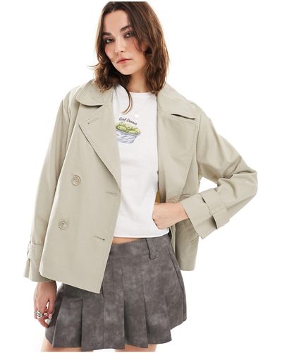 Monki – kurzer trenchcoat - Natur