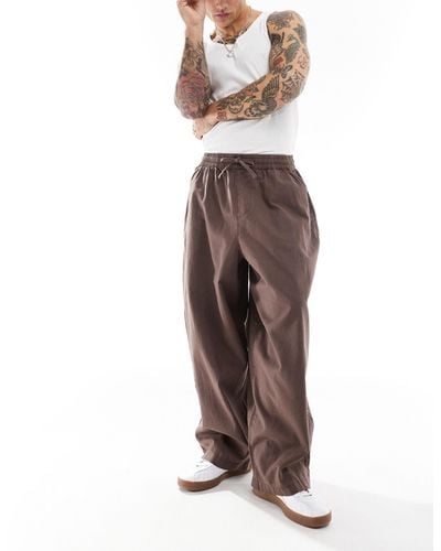 ASOS Wide Parachute Linen Trousers - Brown