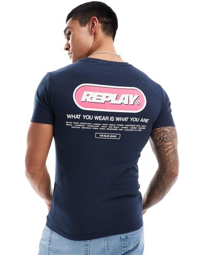 Replay Camiseta con logo - Azul
