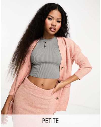 Y.A.S Petite Oversized Longline Knitted Cardigan Co-ord - Pink