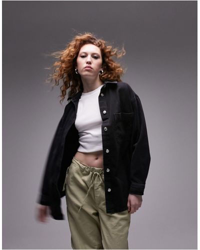 Topshop black cheap denim jacket