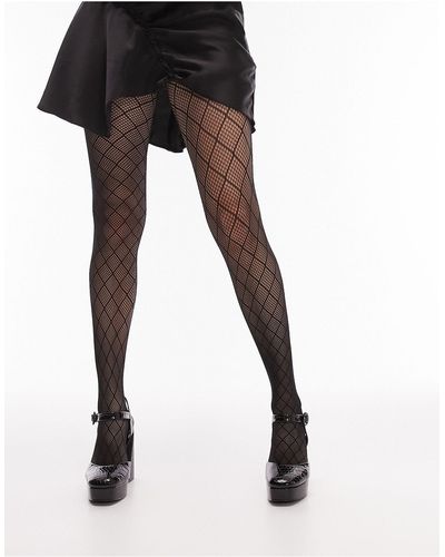 TOPSHOP Oversized Diamond Tights - Black