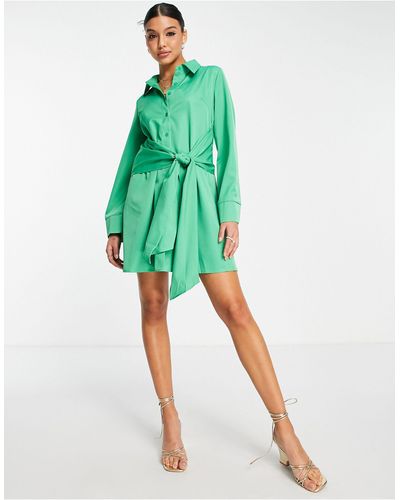 In The Style X Billie Faiers Exclusive Shirt Dress With Belt Detail - Green