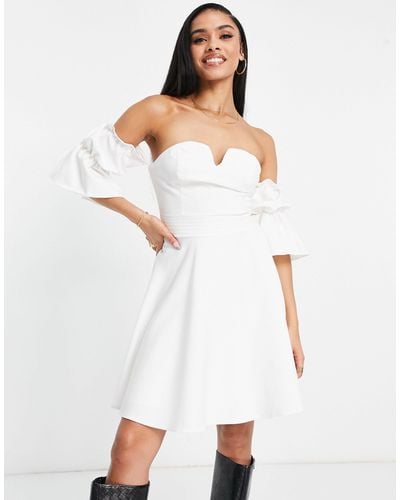 Trendyol Bandeau Sleeve Mini Dress - White