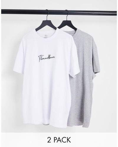 Threadbare Set Van 2 Paar Lounge-t-shirts Met Geschreven Logo - Grijs