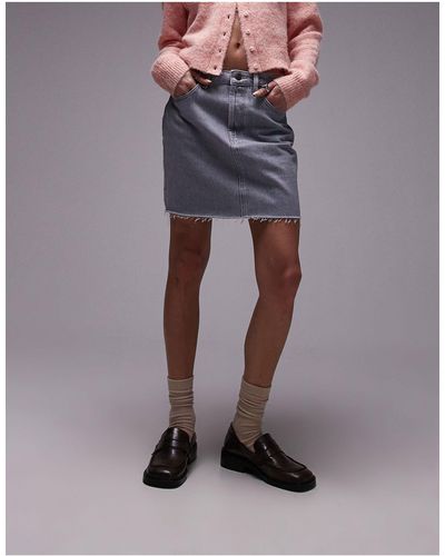 TOPSHOP Denim Mini Pelmet Skirt - Black