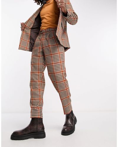 Viggo Pires Check Suit Trousers - Natural