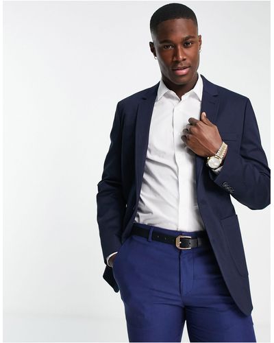 ASOS Wedding - blazer ajusté en coton - Bleu