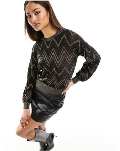 ONLY Lightweight Chevron Sweater - Black