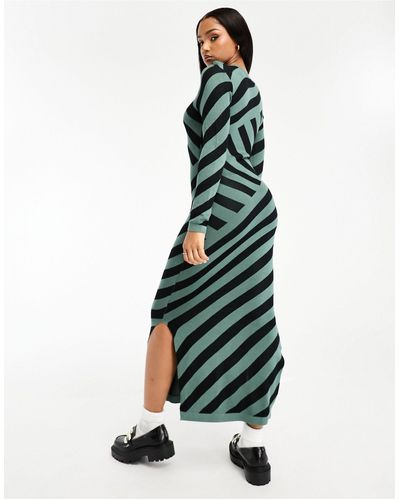Vero Moda Stripe Knitted Maxi Dress - Green