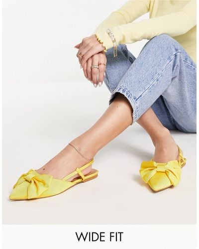 ASOS Wide Fit Lido Bow Ballet Flats - Yellow
