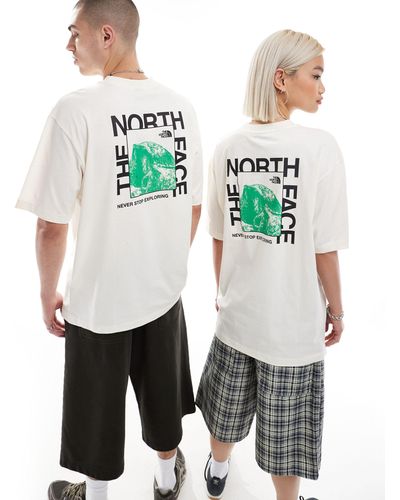 The North Face Half dome - t-shirt oversize sporco con stampa fotografica sul retro - Bianco
