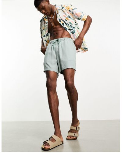 ASOS Smalle Korte Short Van Linnenmix - Grijs