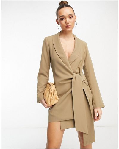 Pretty Lavish Drape Blazer Mini Dress - Natural