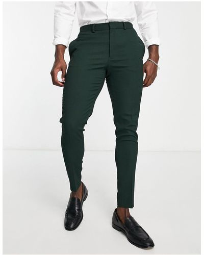 ASOS Wedding - pantaloni skinny da abito con micro-texture bosco - Verde