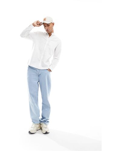 New Look Camicia oxford a maniche lunghe bianca - Blu