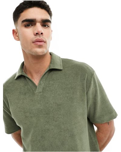 ASOS Relaxed Revere Towelling Polo - Green