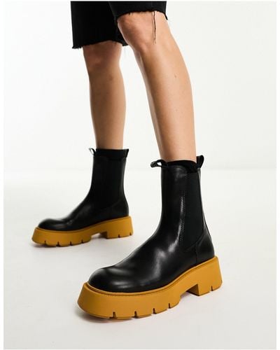Mango Ankle Boots With Chunky Contrast Sole - Black