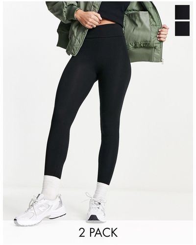 Miss Selfridge Confezione da 2 leggings neri - Nero