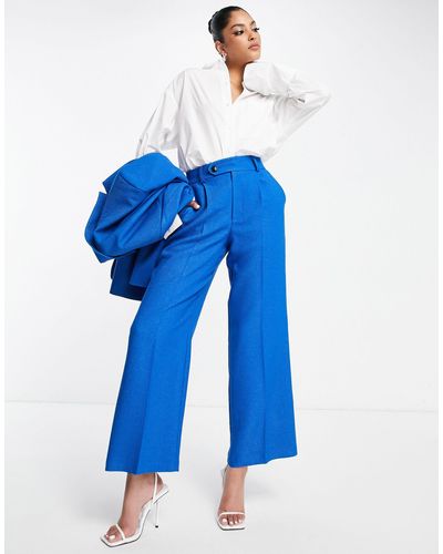 ASOS Wide Leg Suit Trouser - Blue