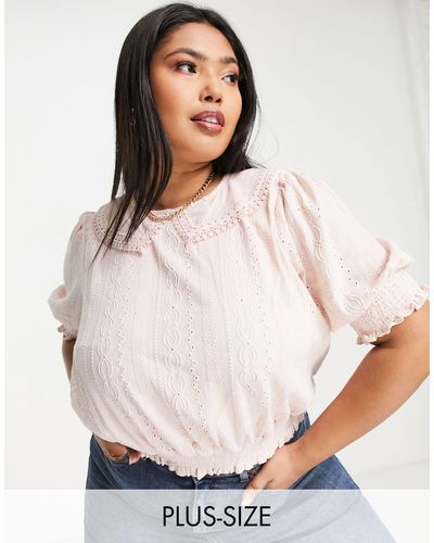 Forever New Oversized Collar Broderie Blouse - Pink