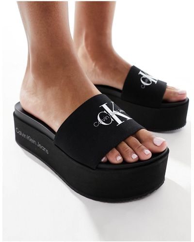 Calvin Klein Flatform Sandals - Black