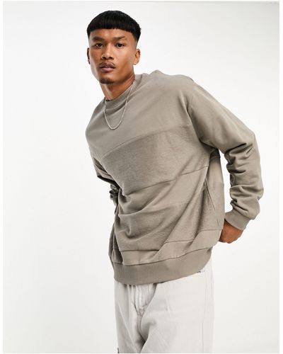 ASOS Oversized Sweatshirt Met Gestextureerde Panelen - Grijs