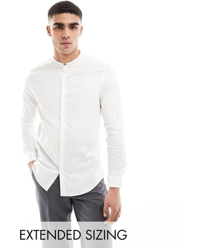 ASOS Smart Shirt With Grandad Collar - White